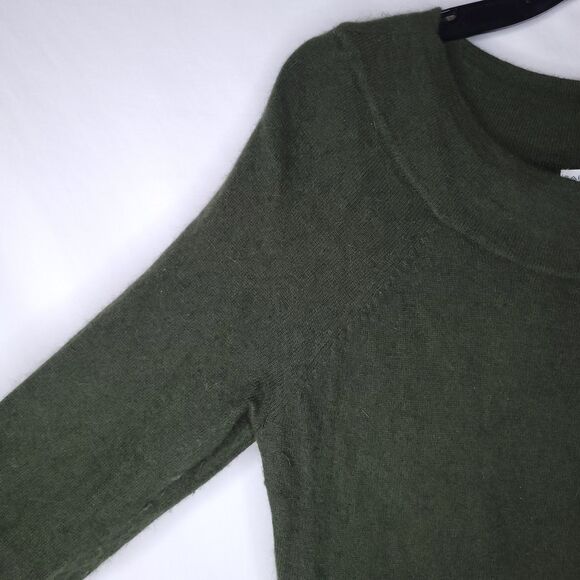 Sarah Spencer Sweater Large Green Angora Rabbit Hair Lambswool - Picture 3 of 10